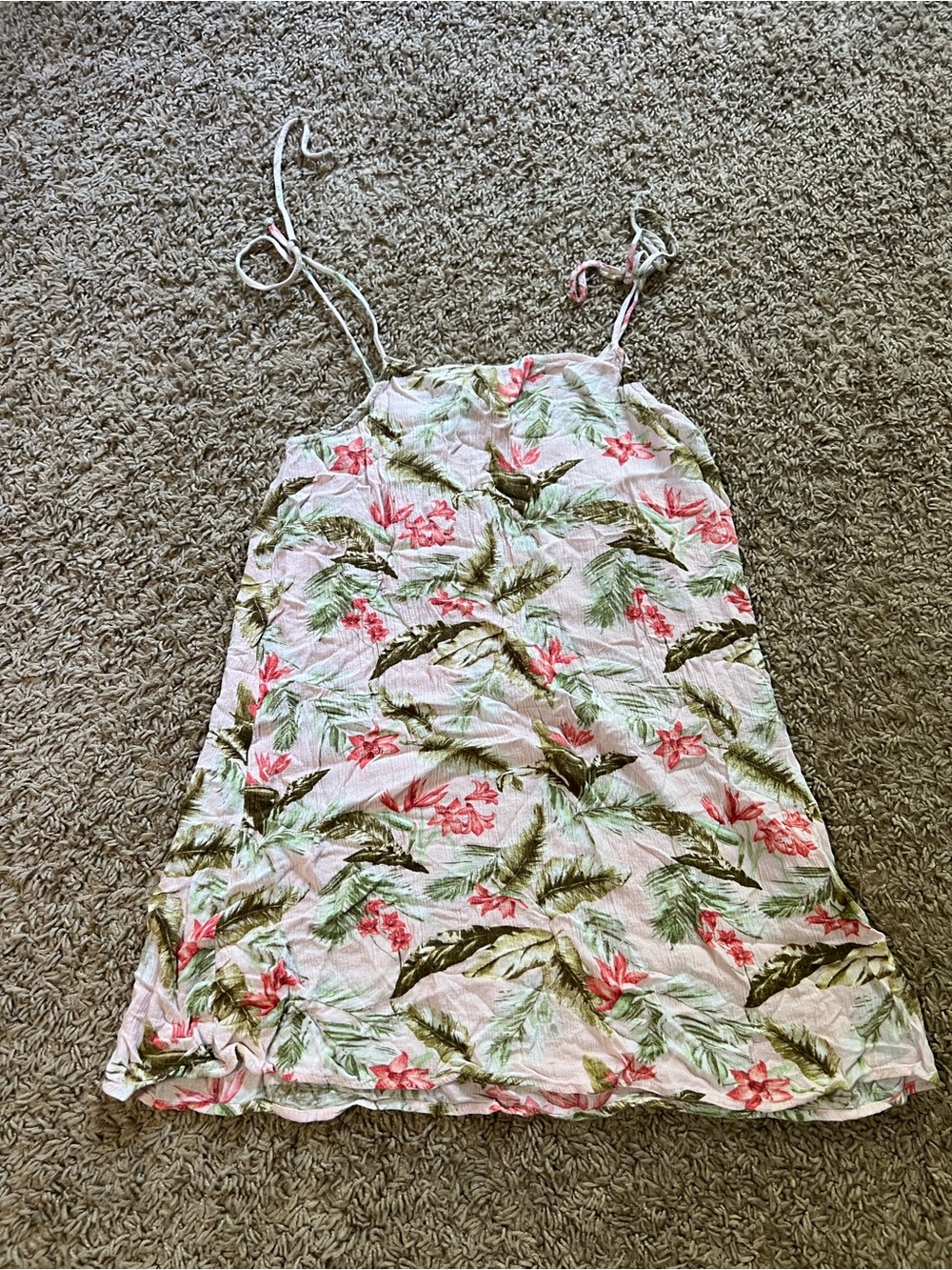 Floral Tie-Strap Cami top - Pink Green M